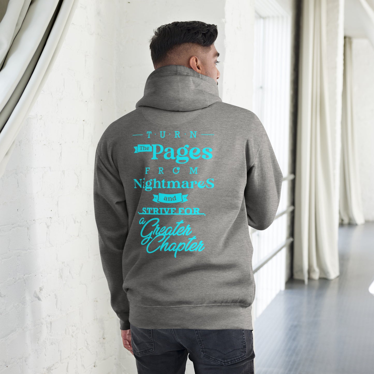 Premium DTG Turquoise Logo Slogan Hoodie
