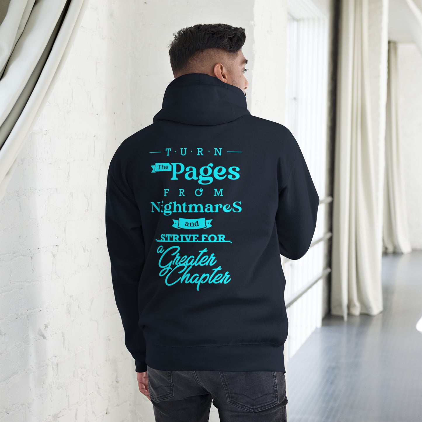 Premium DTG Turquoise Logo Slogan Hoodie