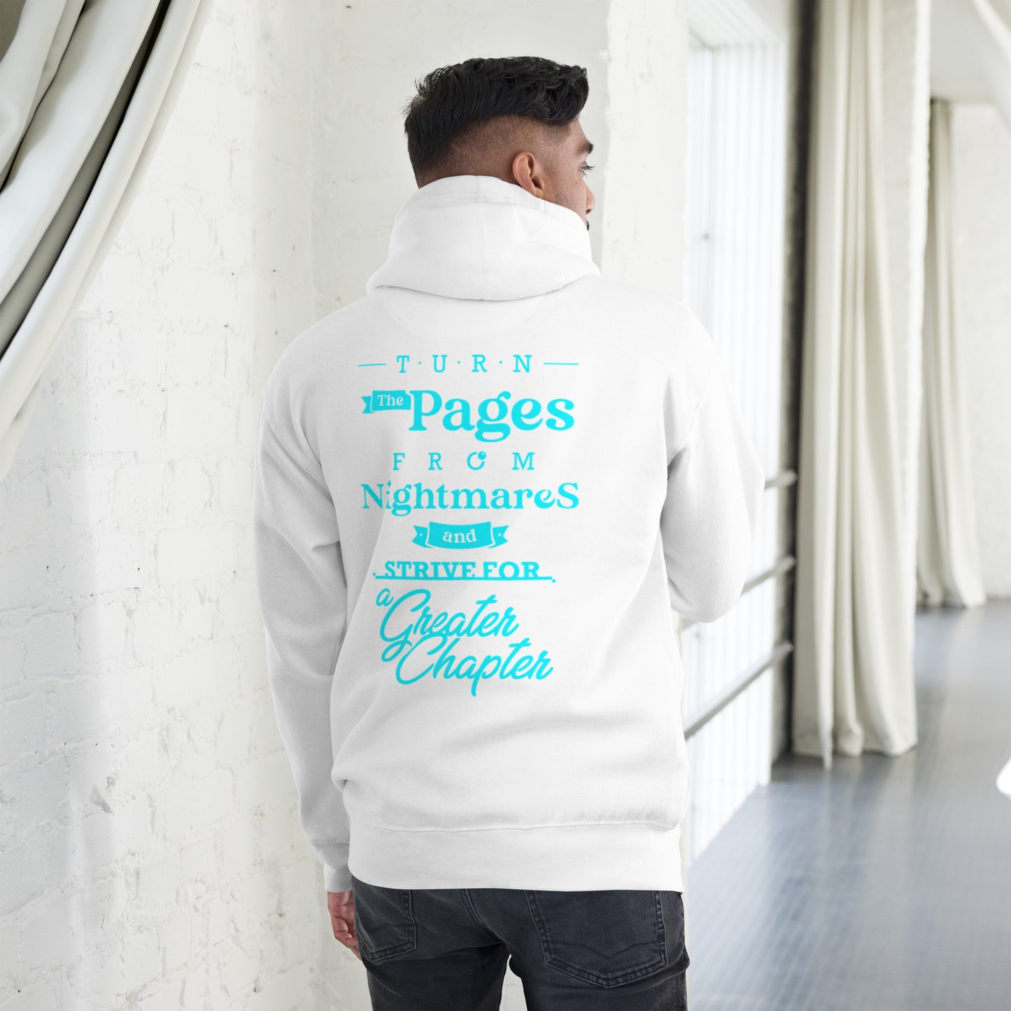 Premium DTG Turquoise Logo Slogan Hoodie