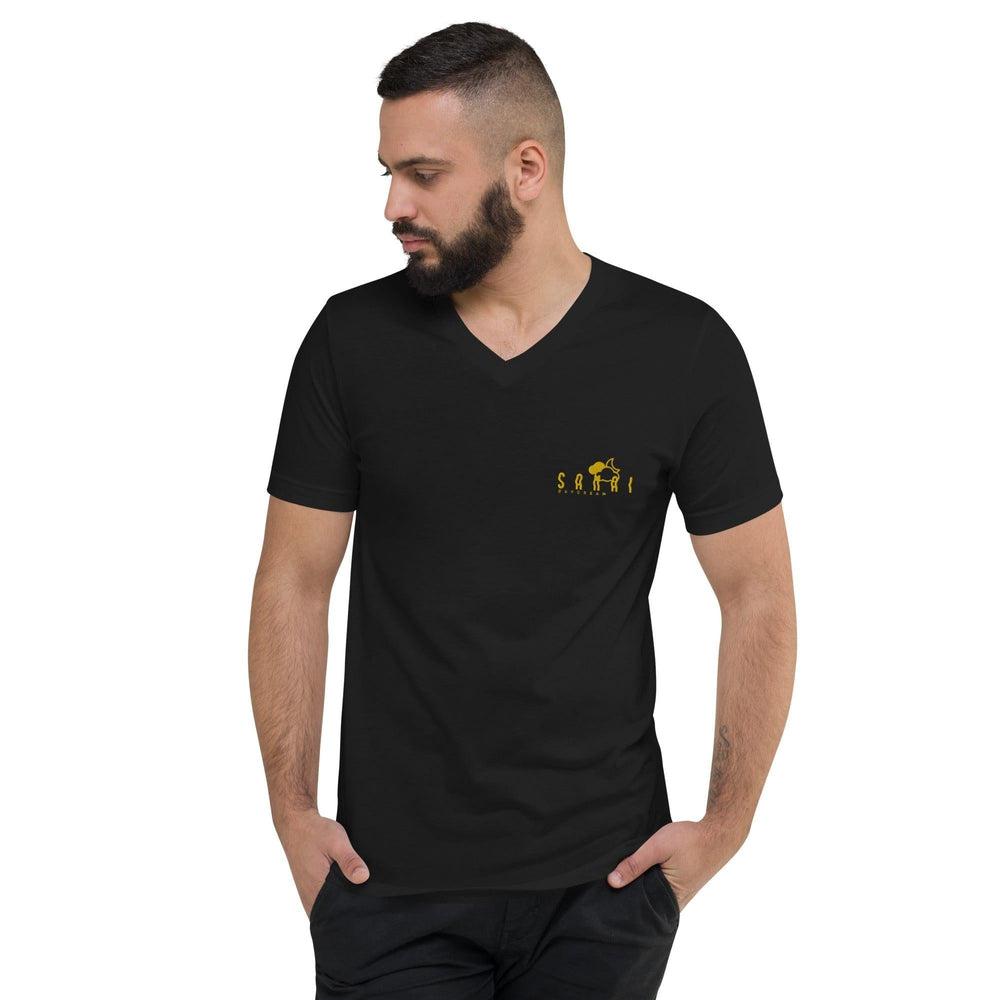 Unisex Embroidery Gold Samai Logo Short Sleeve V-Neck T-Shirt-Samai Apparel