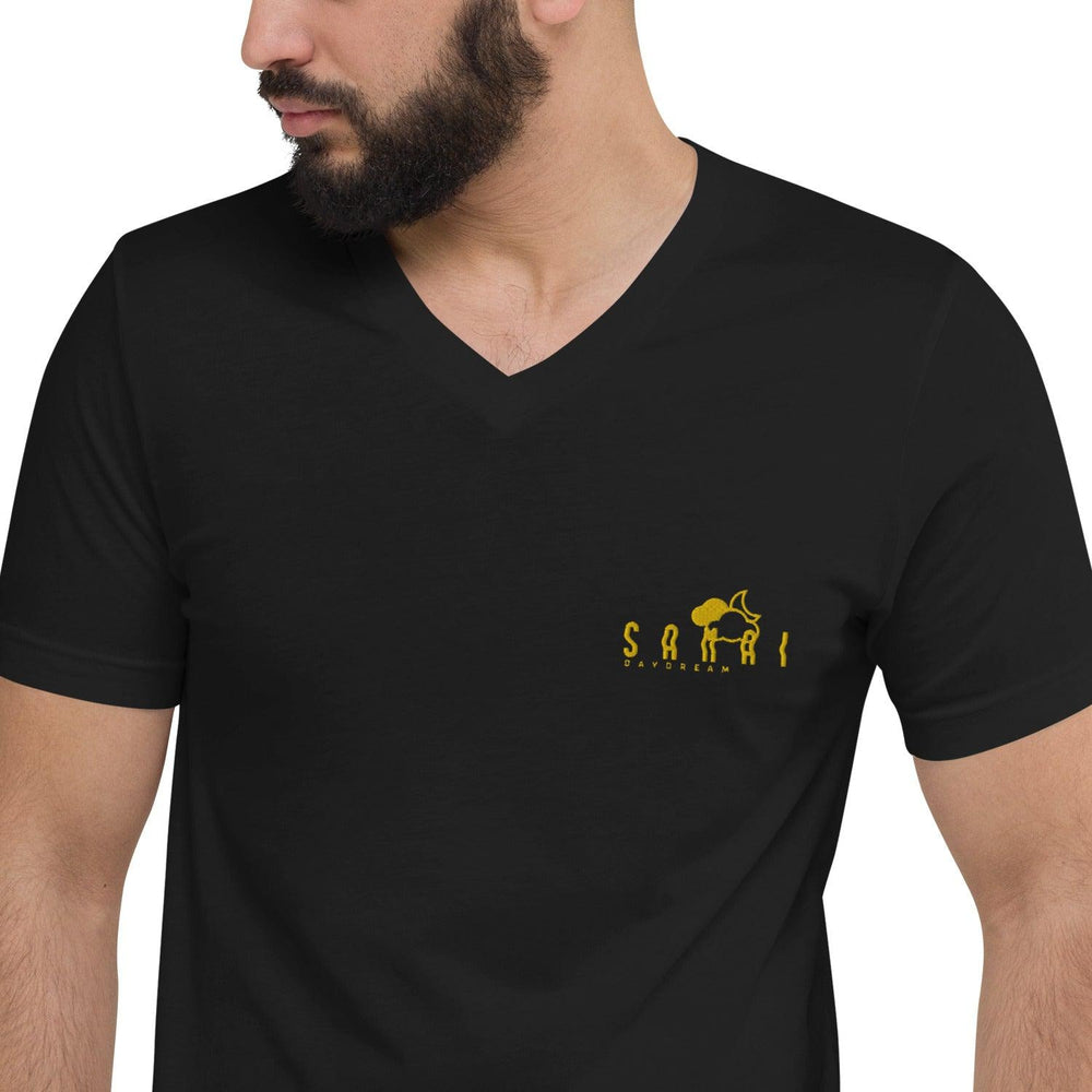 Unisex Embroidery Gold Samai Logo Short Sleeve V-Neck T-Shirt-Samai Apparel