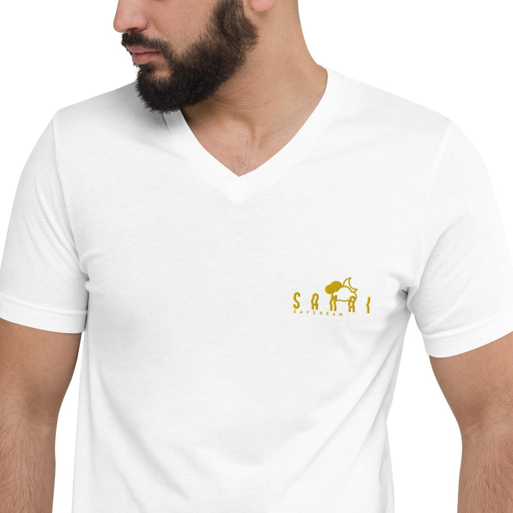 Unisex Embroidery Gold Samai Logo Short Sleeve V-Neck T-Shirt-Samai Apparel
